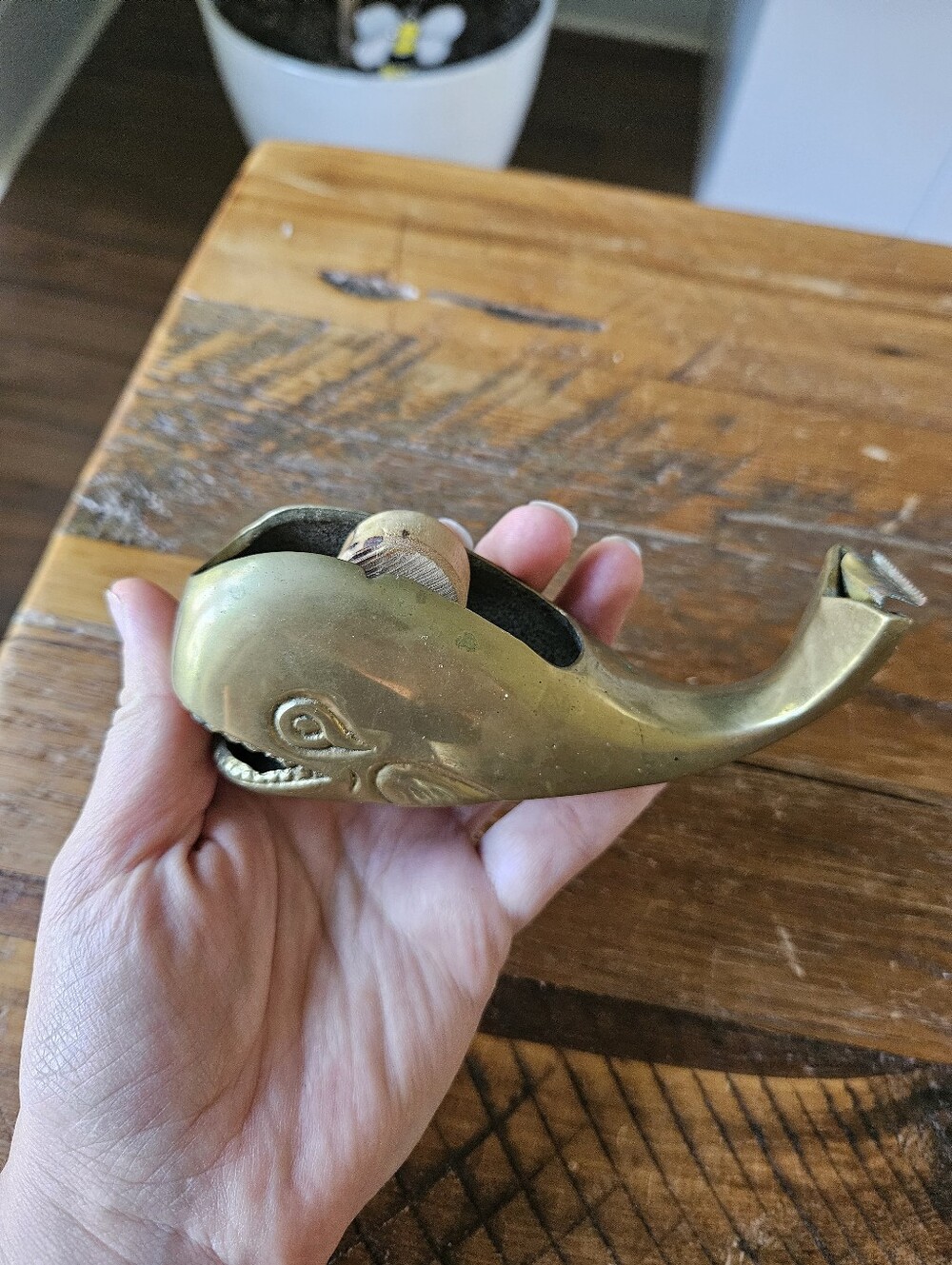 Vintage Brass Whale Tape Dispenser